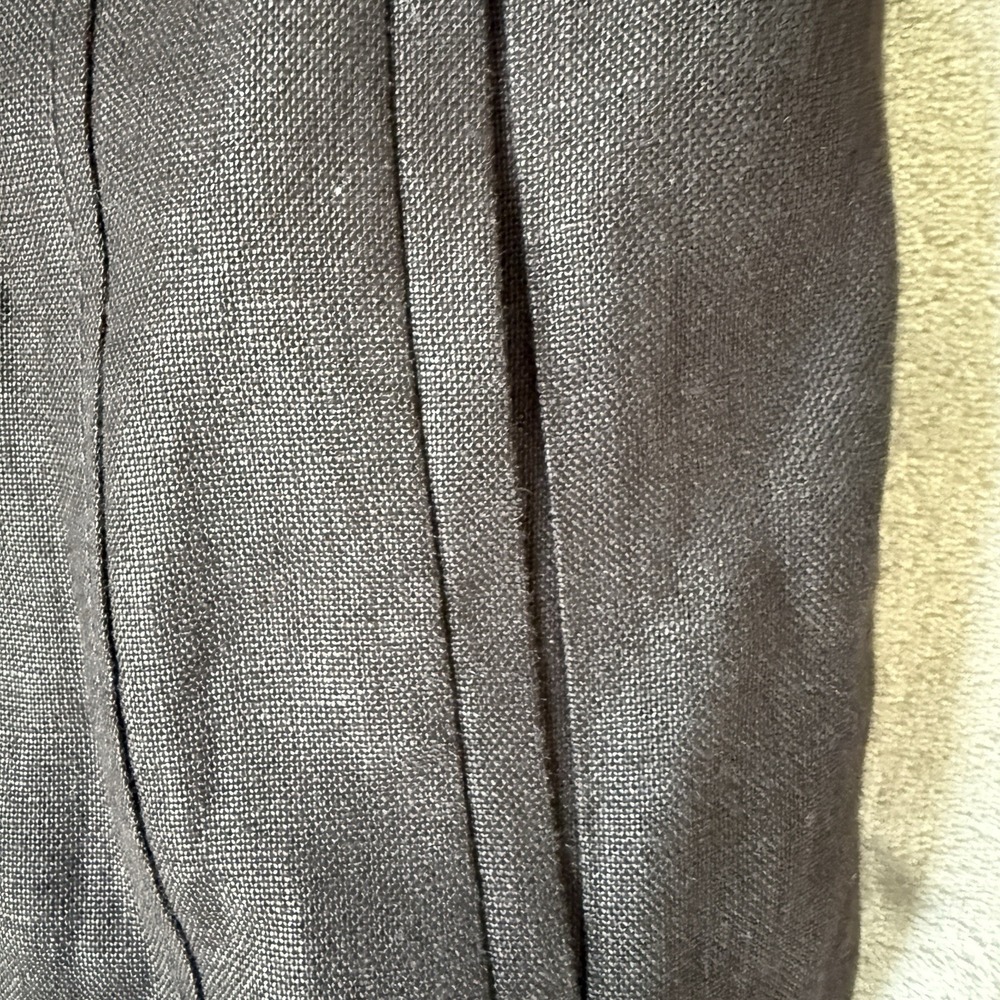 Talbots Jacket Size Large Solid Black 100% Irish Linen Long Blazer Coat Topper - Picture 6 of 6